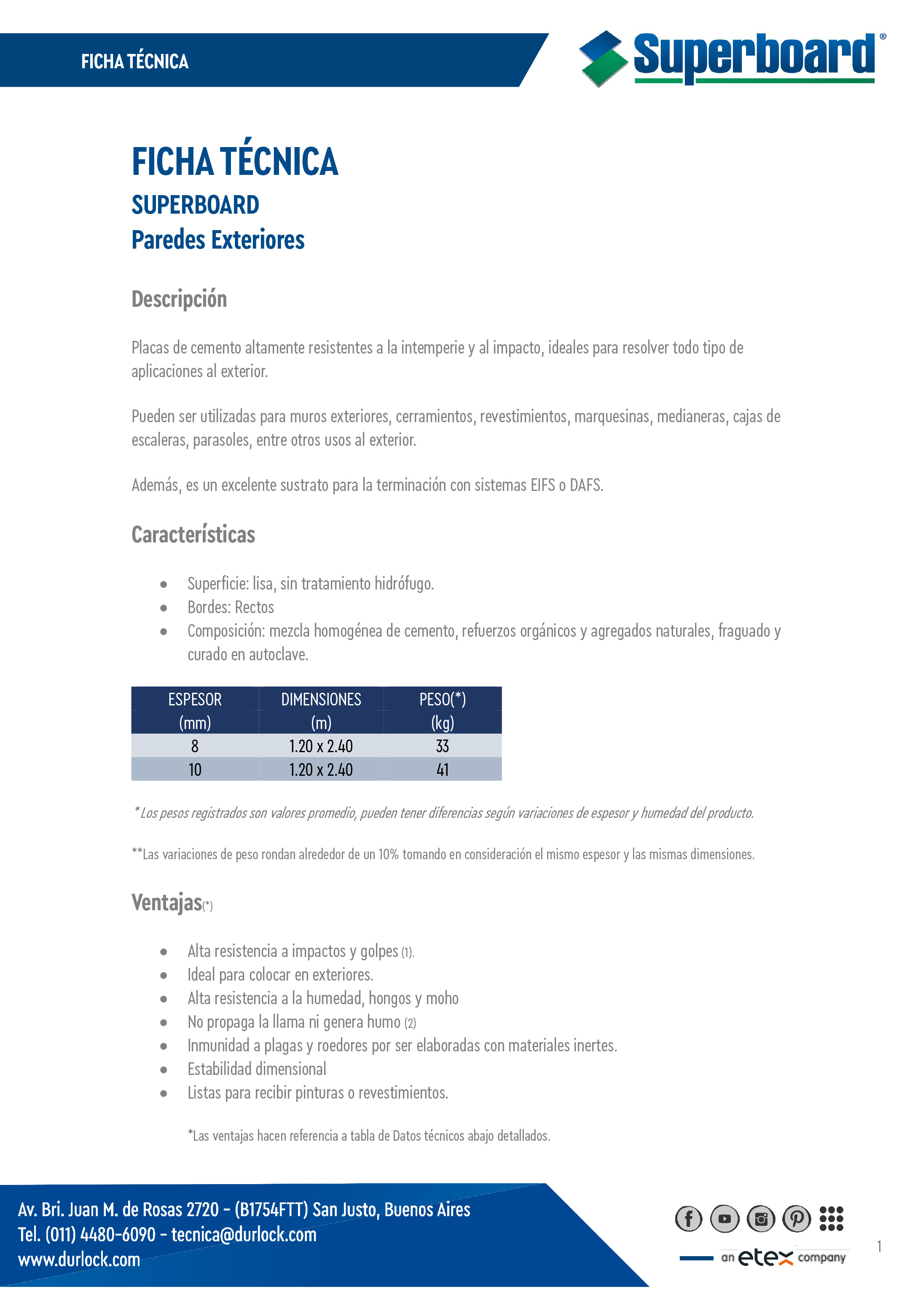 Ficha Técnica Superboard Paredes Exteriores